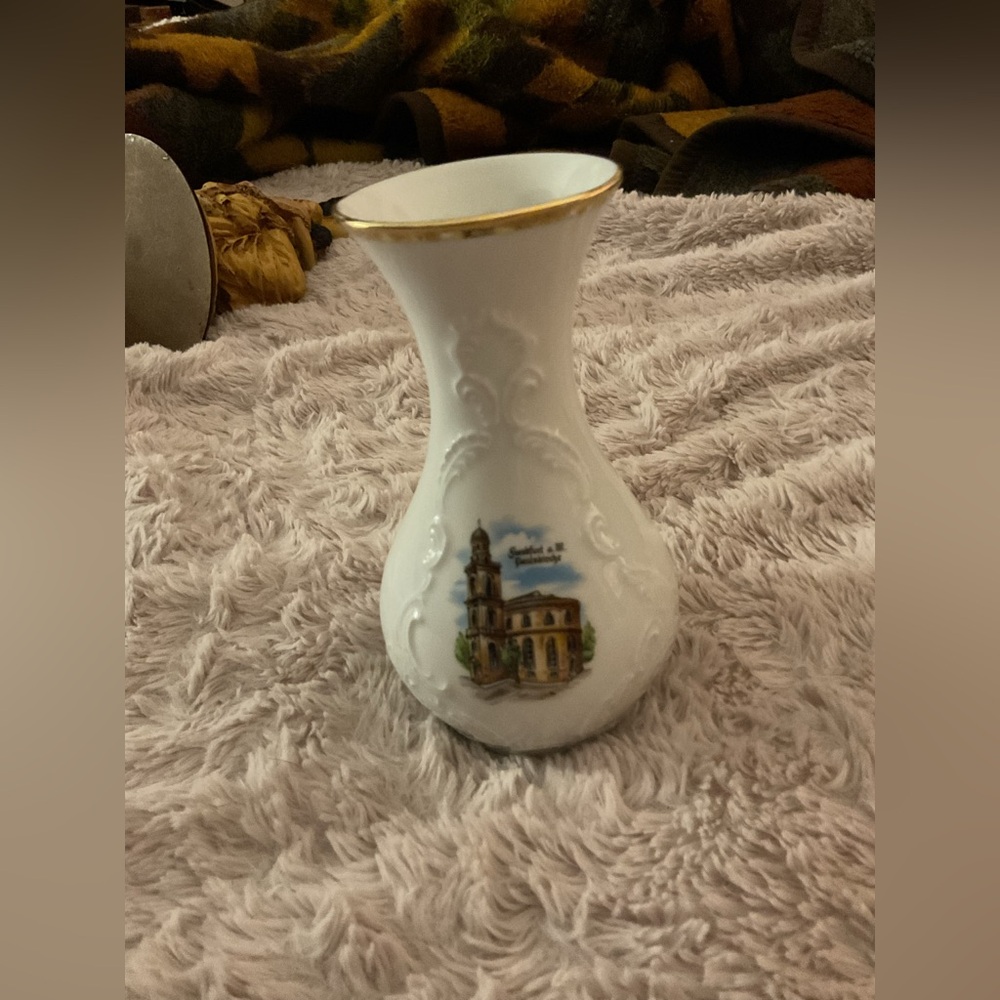Vintage Vase w Gold Trim Royal Porzellan Bavaria KPM Germany Handarbeit